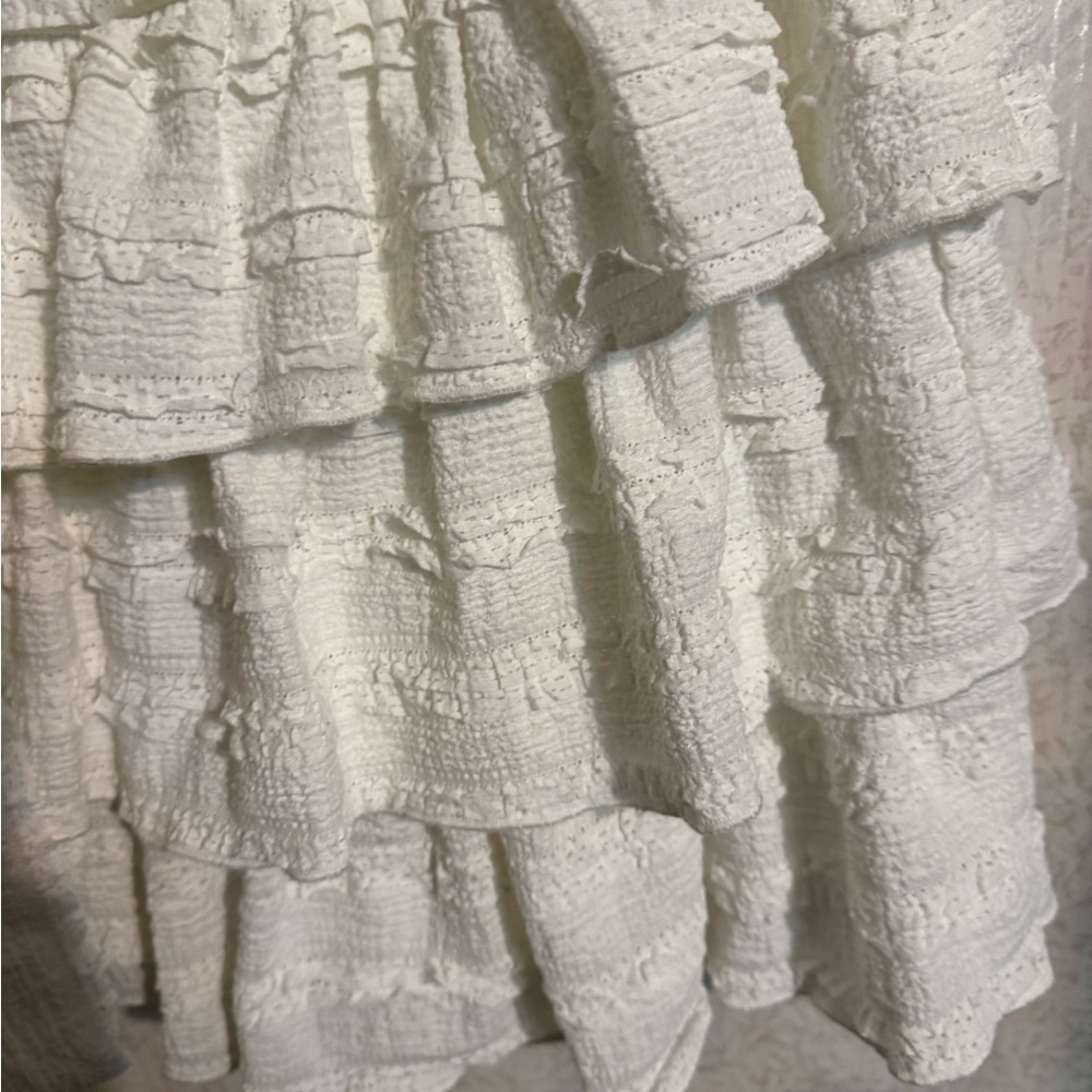Forever 21 White Bandeau Strapless Ruffle, With Belt Dress, Bridal, Party, XL - Picture 4 of 10